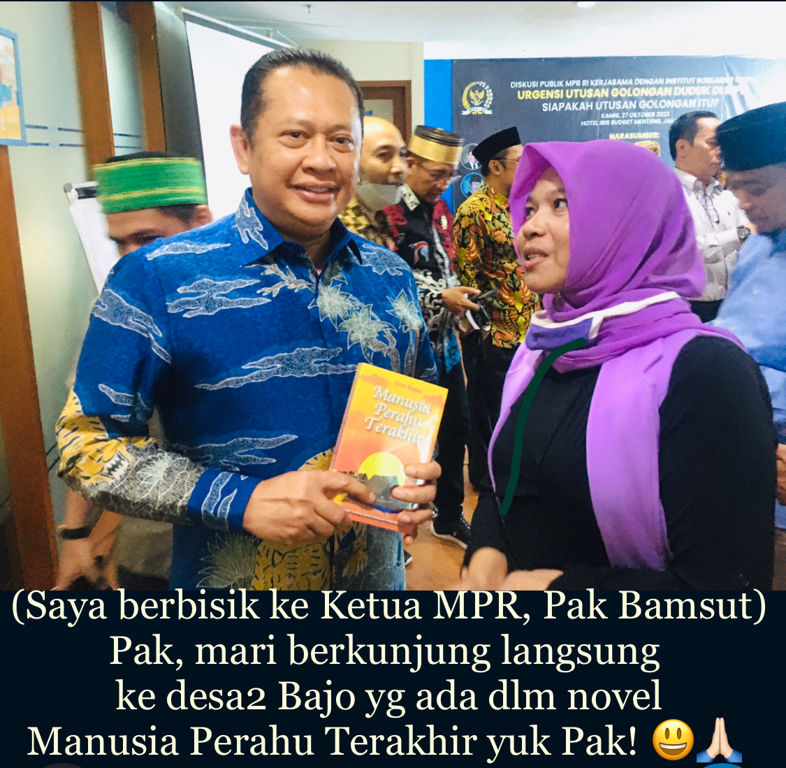 Foto Bersama Ketua MPR RI, Bambang Susatyo, di Acara Dialog “Urgensi Utusan Golongan Duduk di MPR” oleh IEPSH